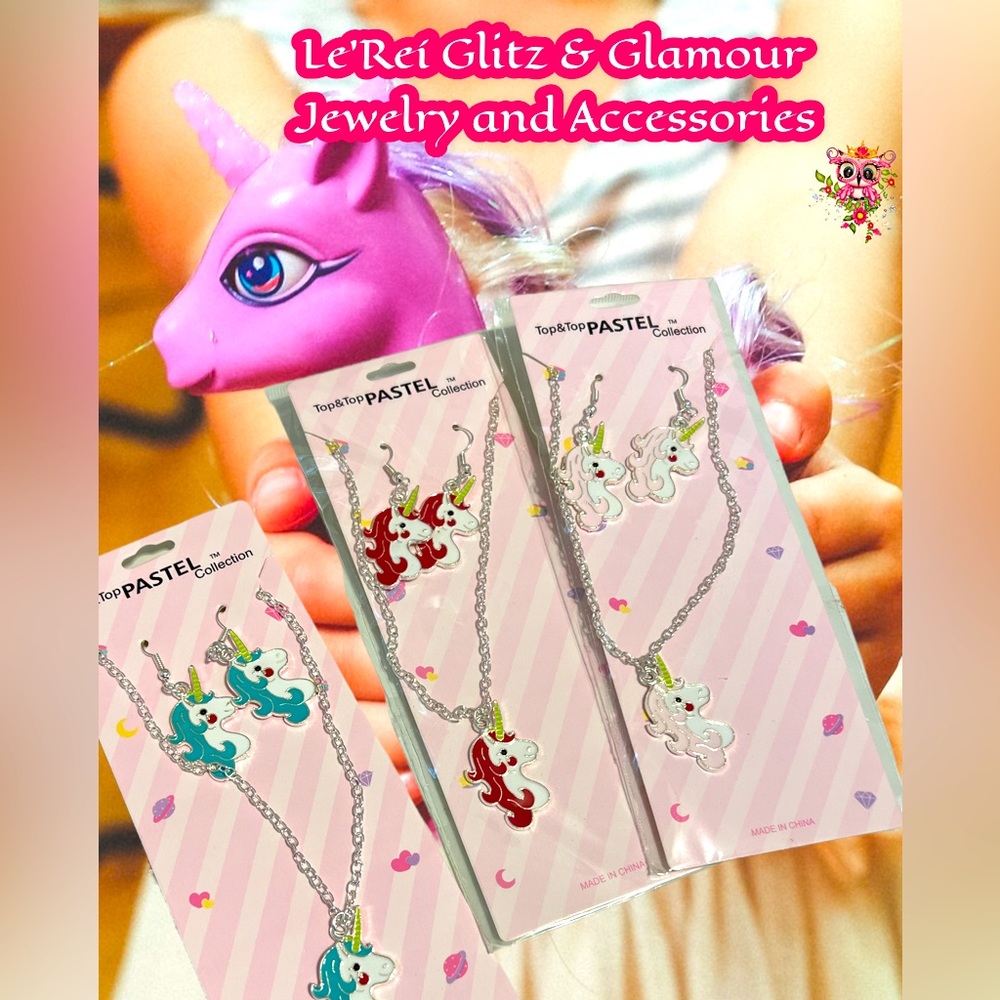 Unicorn Silver Necklace and Earrings Set
